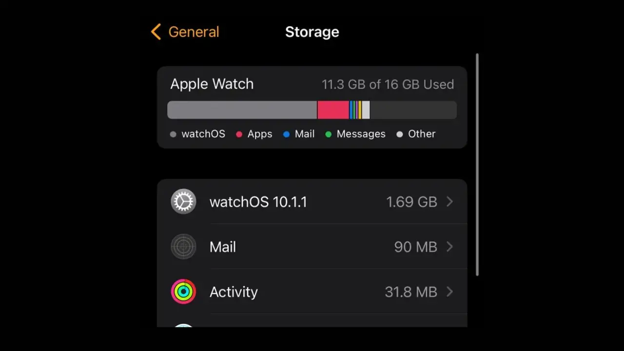 available apple watch storage