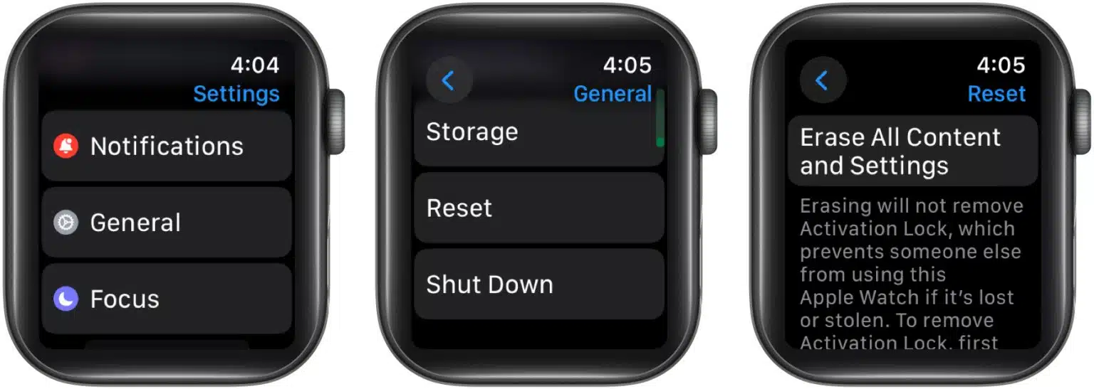 erase apple watch data