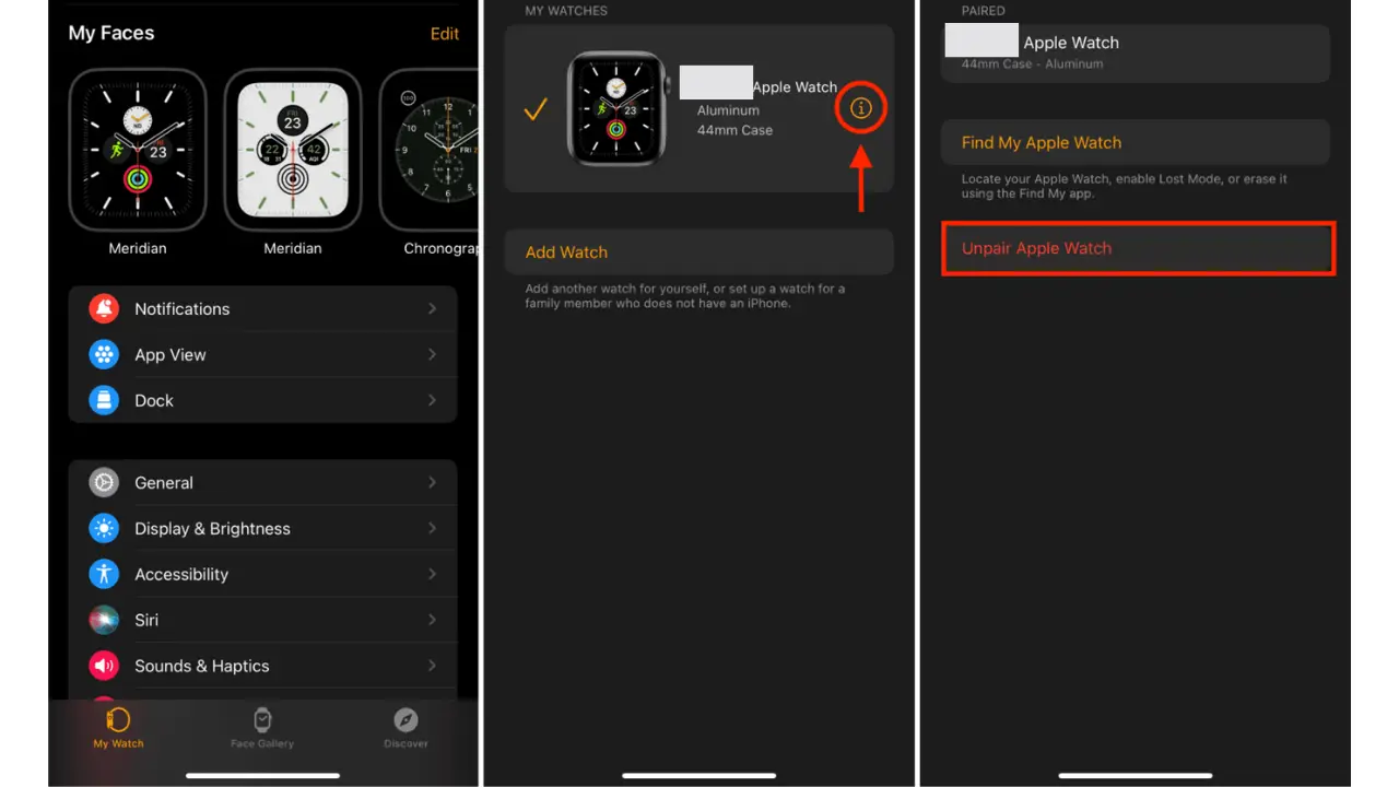 unpair apple watch